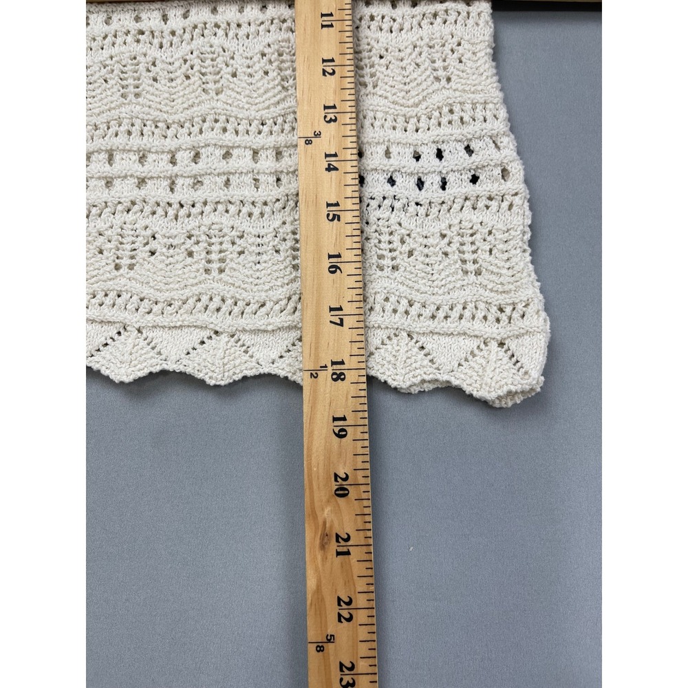 ASOS DESIGN Women Cream Pointelle Knit Cropped Sweater Scalloped Hem Small - Picture 6 of 9